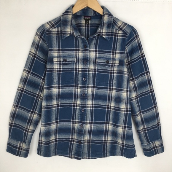Patagonia Tops - Patagonia Women's Fjord Flannel Button Up Shirt Organic Cotton Blue Plaid Sz 2